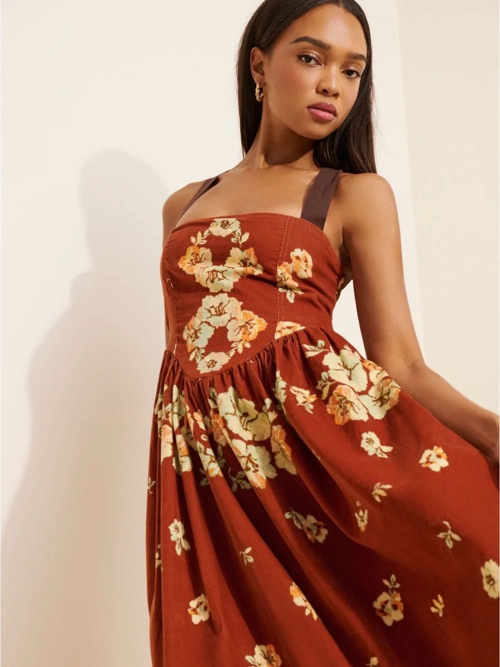 FREE PEOPLE Rust Midi Dress